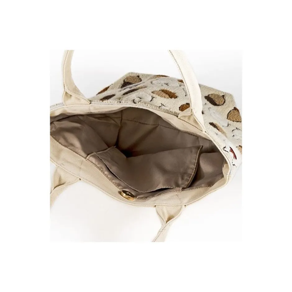 Maison Ghibli Bags-Beige Embroidered Bag Totoro Hazelnut - My Neighbor Totoro