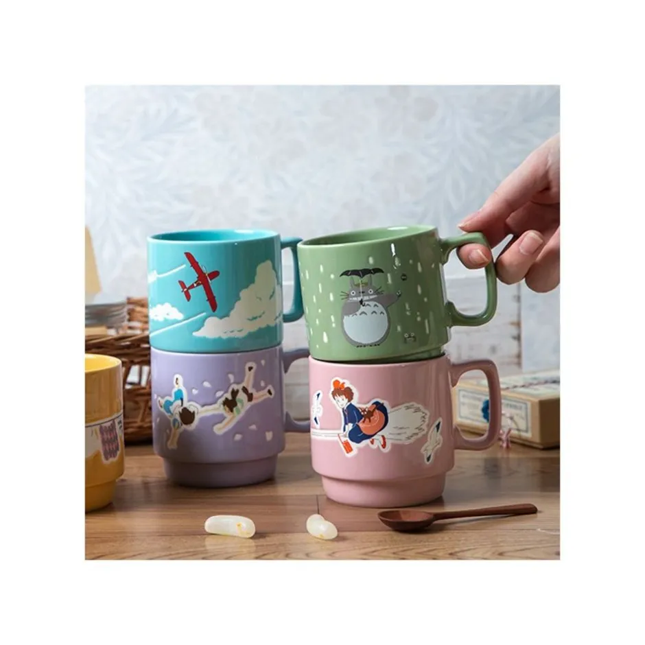 Maison Ghibli Kitchenware-Coloful Embossed Mug Kiki Chihiro & Haku - Spirited Away