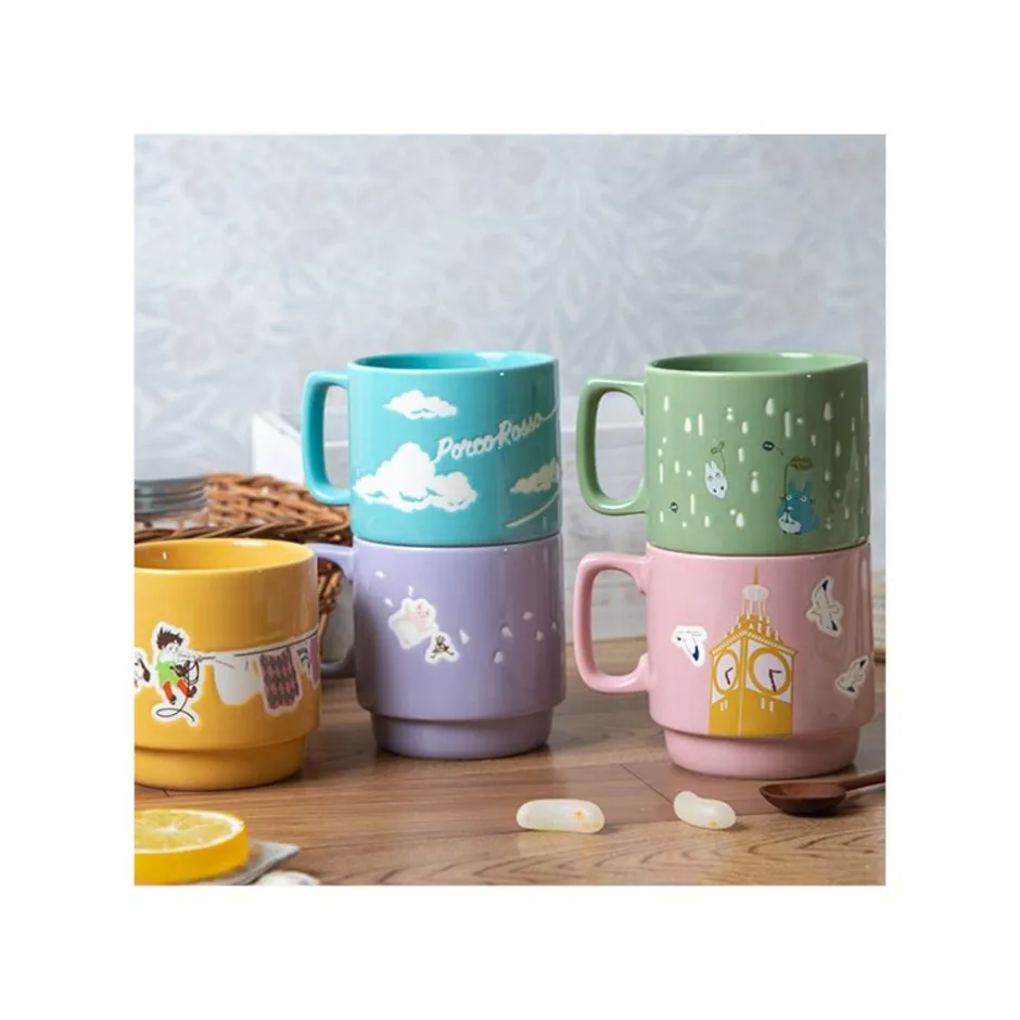Maison Ghibli Kitchenware-Coloful Embossed Mug Totoro Holding Umbrella - My Neighbor Totoro