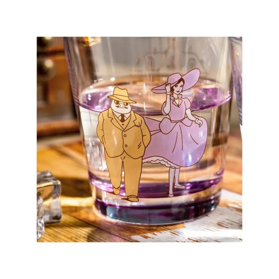 Maison Ghibli Kitchenware-Decorated Glass Marco & Gina - Porco Rosso