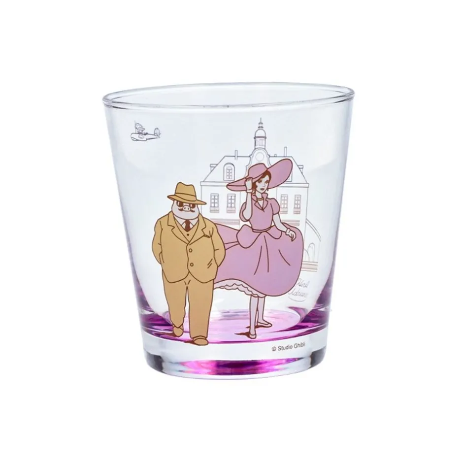 Maison Ghibli Kitchenware-Decorated Glass Marco & Gina - Porco Rosso