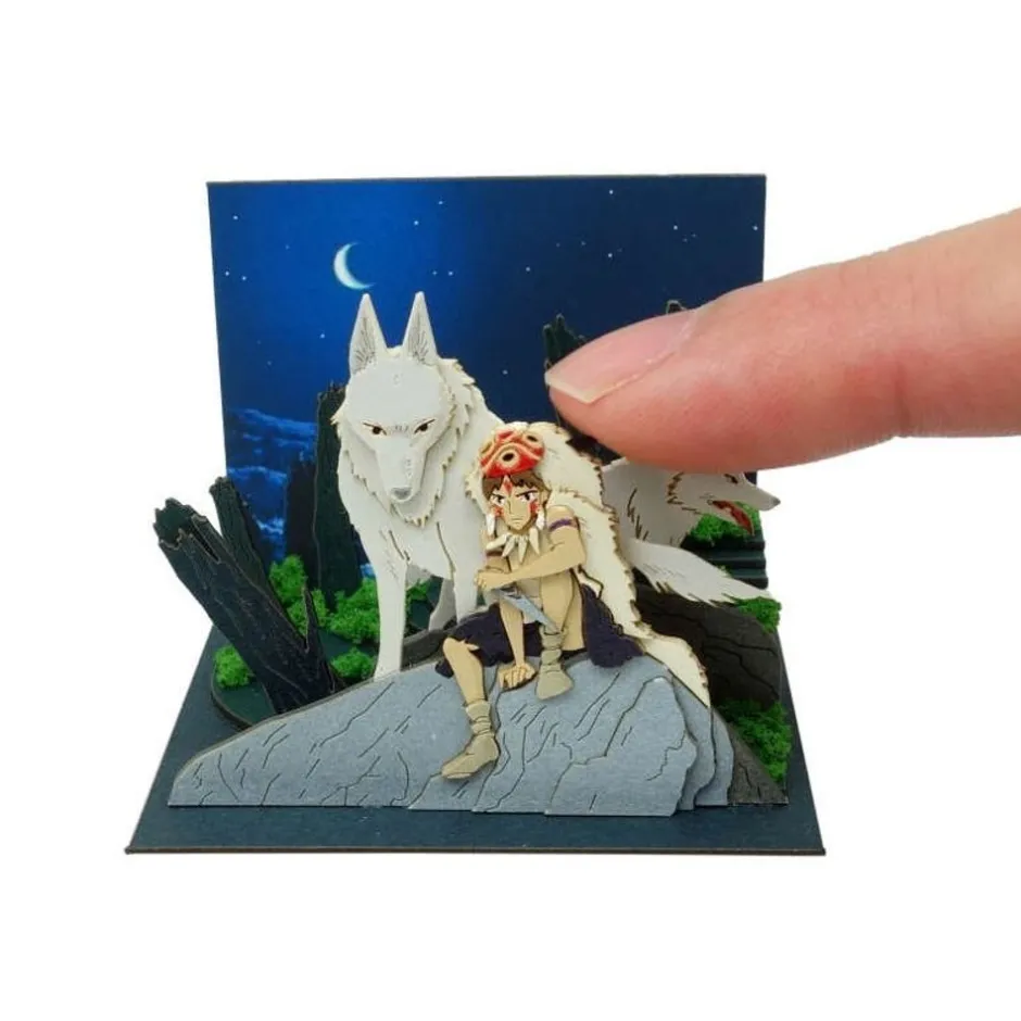Maison Ghibli Arts And Crafts-Paper Craft San And Moro Under The Moon - Princess Mononoke