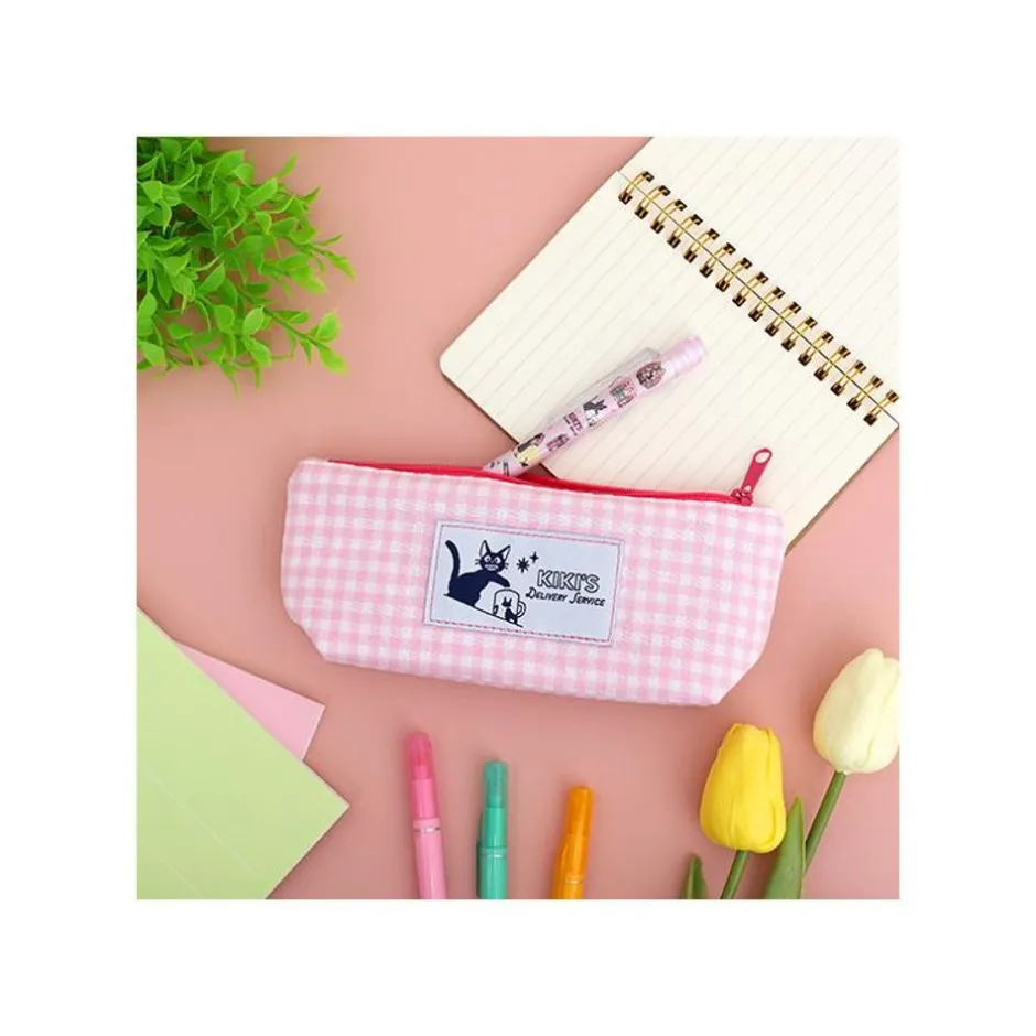 Maison Ghibli Storage-Pink Checkered Pencil Case - Kiki'S Delivery Service