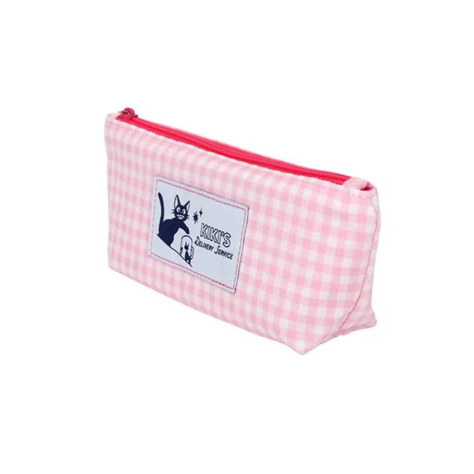 Maison Ghibli Storage-Pink Checkered Pencil Case - Kiki'S Delivery Service