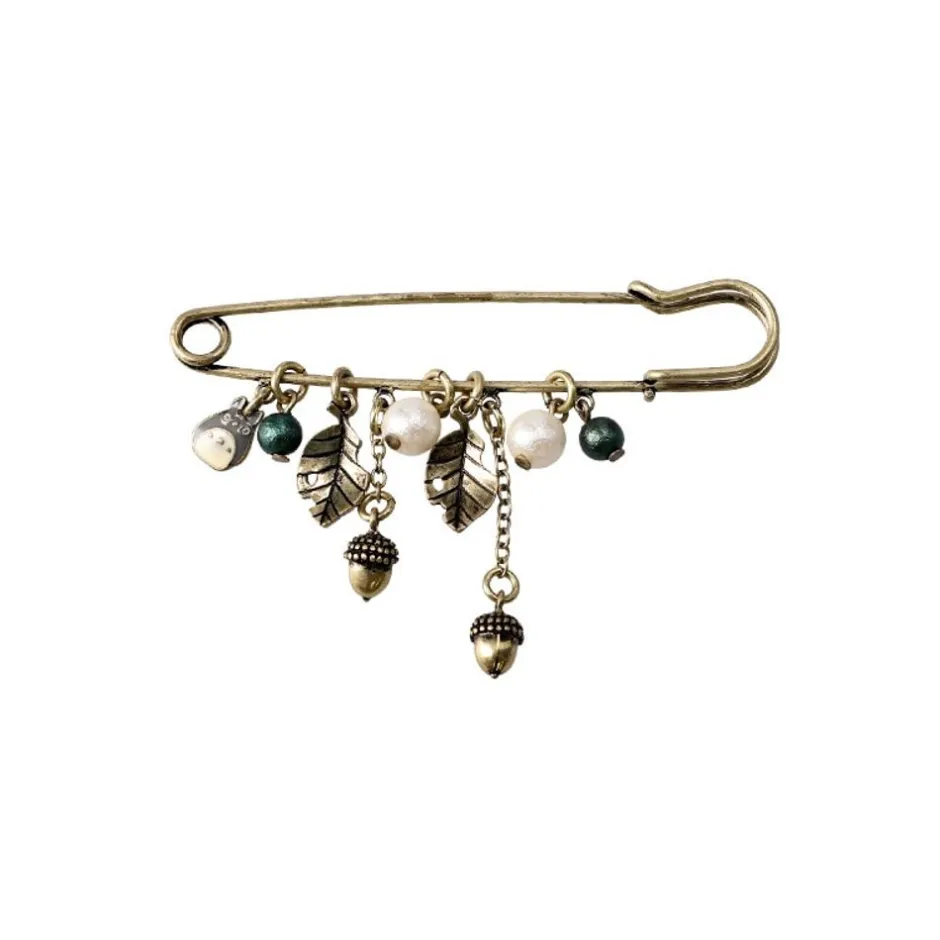 Maison Ghibli Accessories-Safety Pin Brooch Totoro & Leaves - My Neighbor Totoro