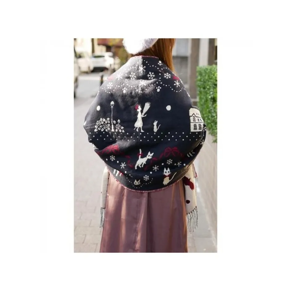Maison Ghibli Outfits-Stole With Button Kiki Snowing City - Kiki'S Delivery Service