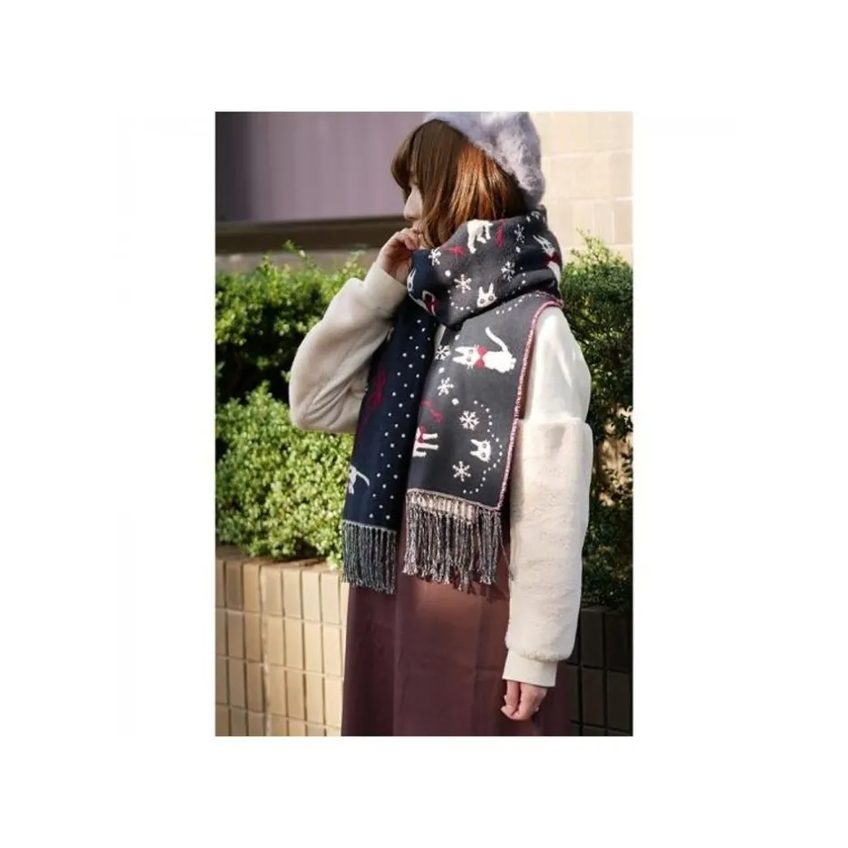 Maison Ghibli Outfits-Stole With Button Kiki Snowing City - Kiki'S Delivery Service