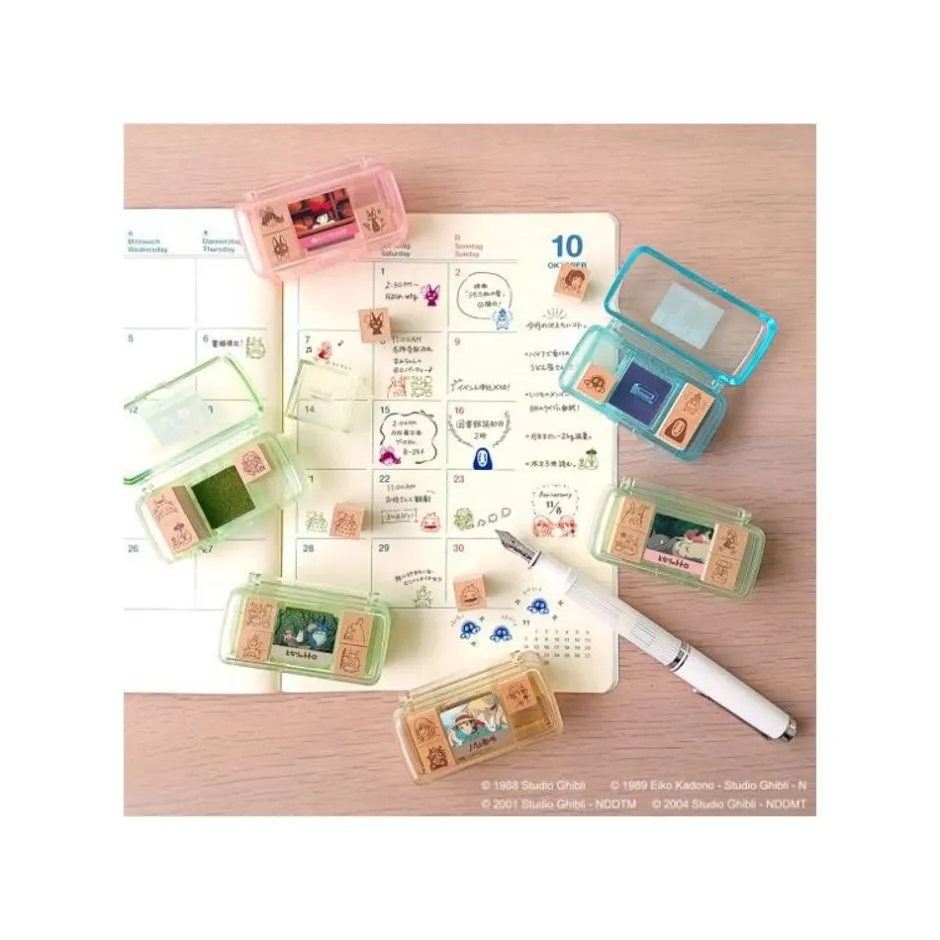 Maison Ghibli Small Equipment-Totoro & Catbus Mini Stamp Set Green - My Neighbor Totoro