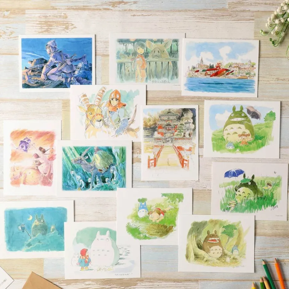 Maison Ghibli Postcards And Letter Papers-Watercolour Greeting Cards 24 X 15,8 Cm Ashitaka In The Forest - Prin