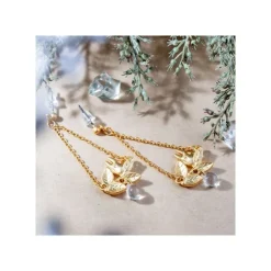 Maison Ghibli Jewellery-White Totoro Earring Hidden In A Leaf - My Neighbor Totoro
